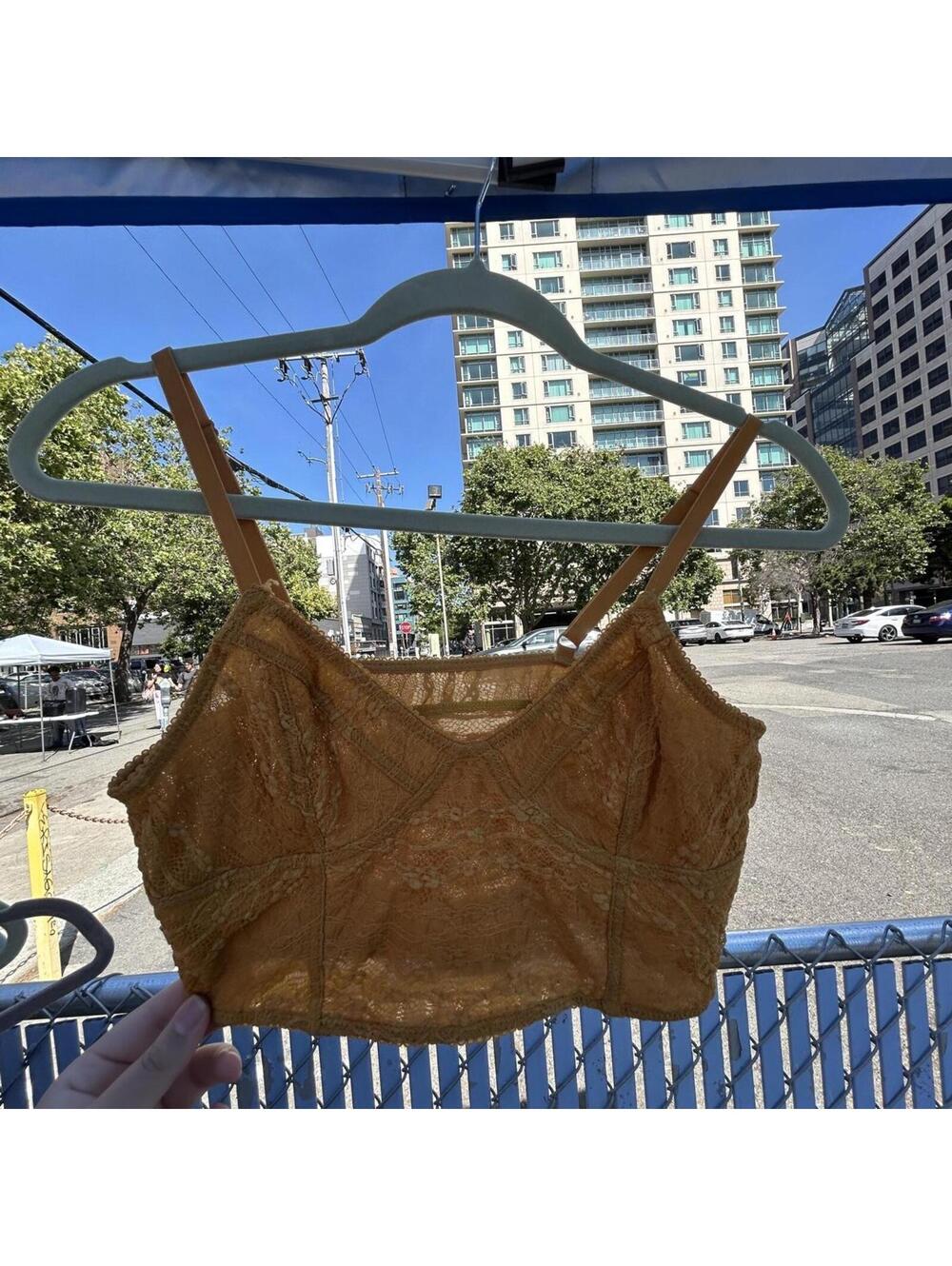 mustard yellow lace bralette